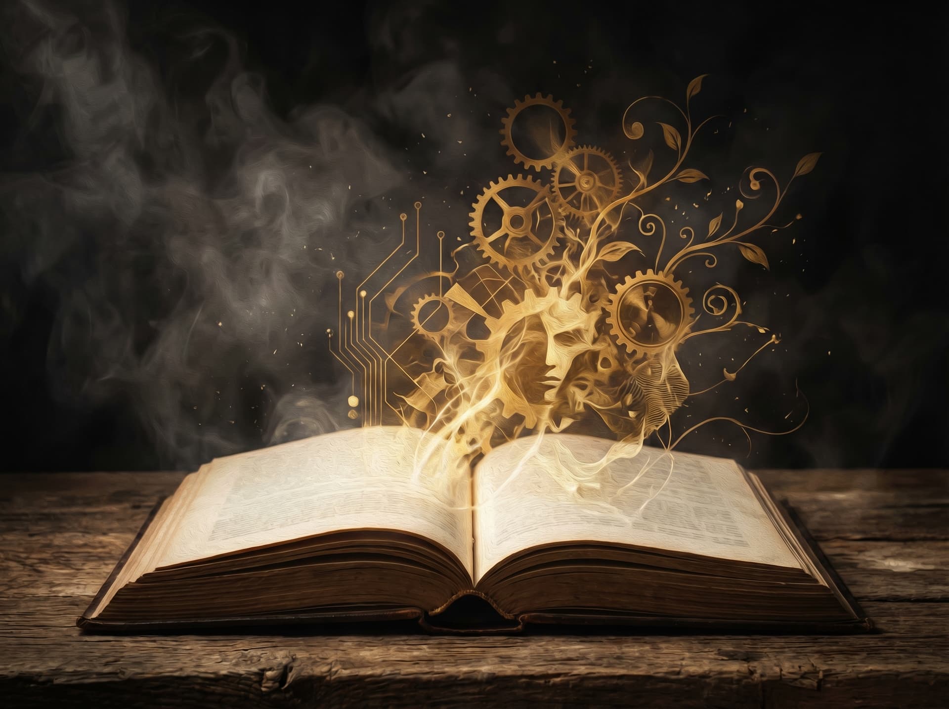 Fiction artwork, technology meets humanity